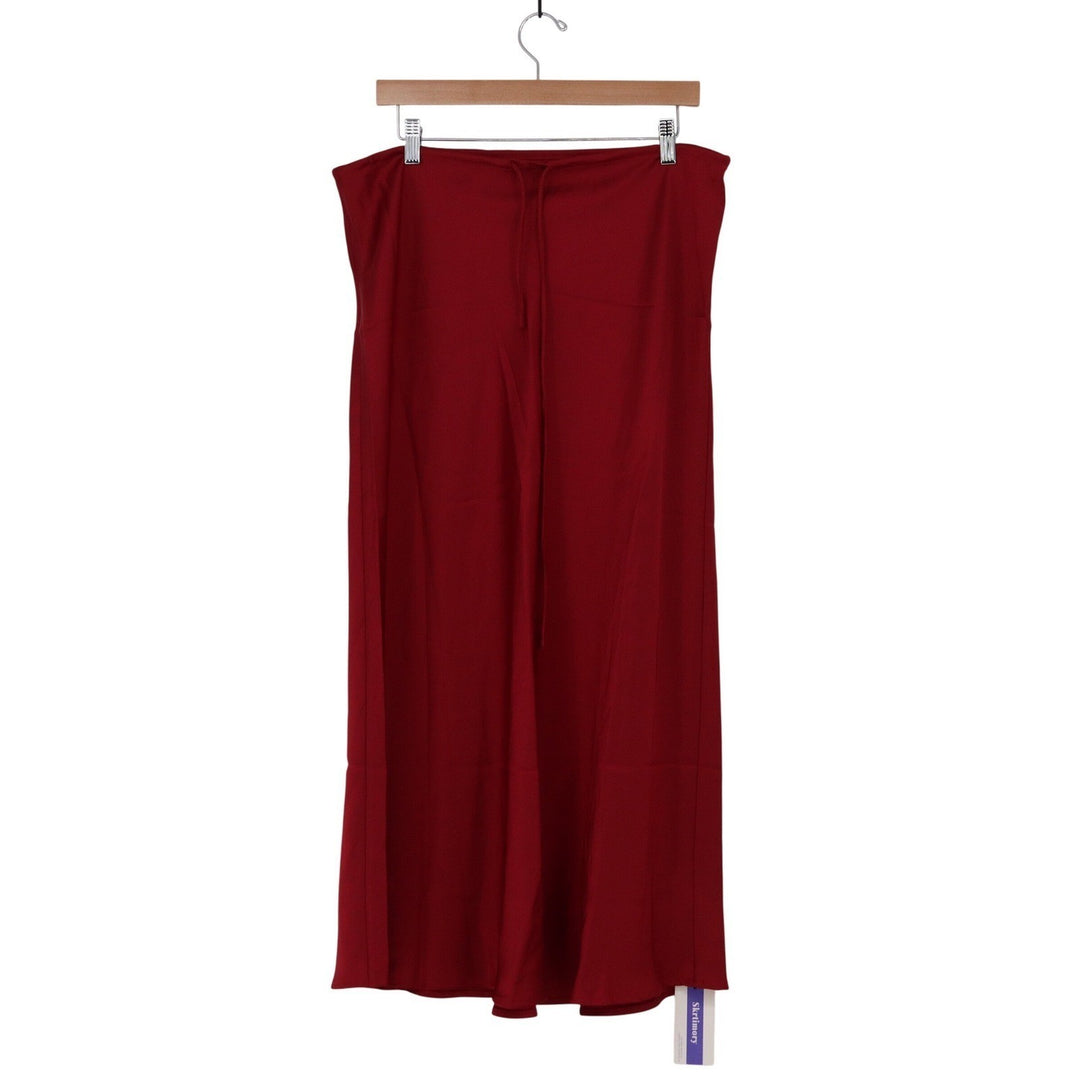 Skrtimory Wine Red Midi Skirt Size L Stretch Minimalist Solid Career Pull On