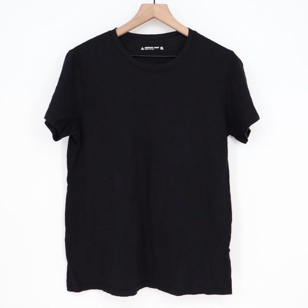 AMERICAN GIANT Black Crew Neck T Shirt XL Made in USA Cotton Short Sleeve
