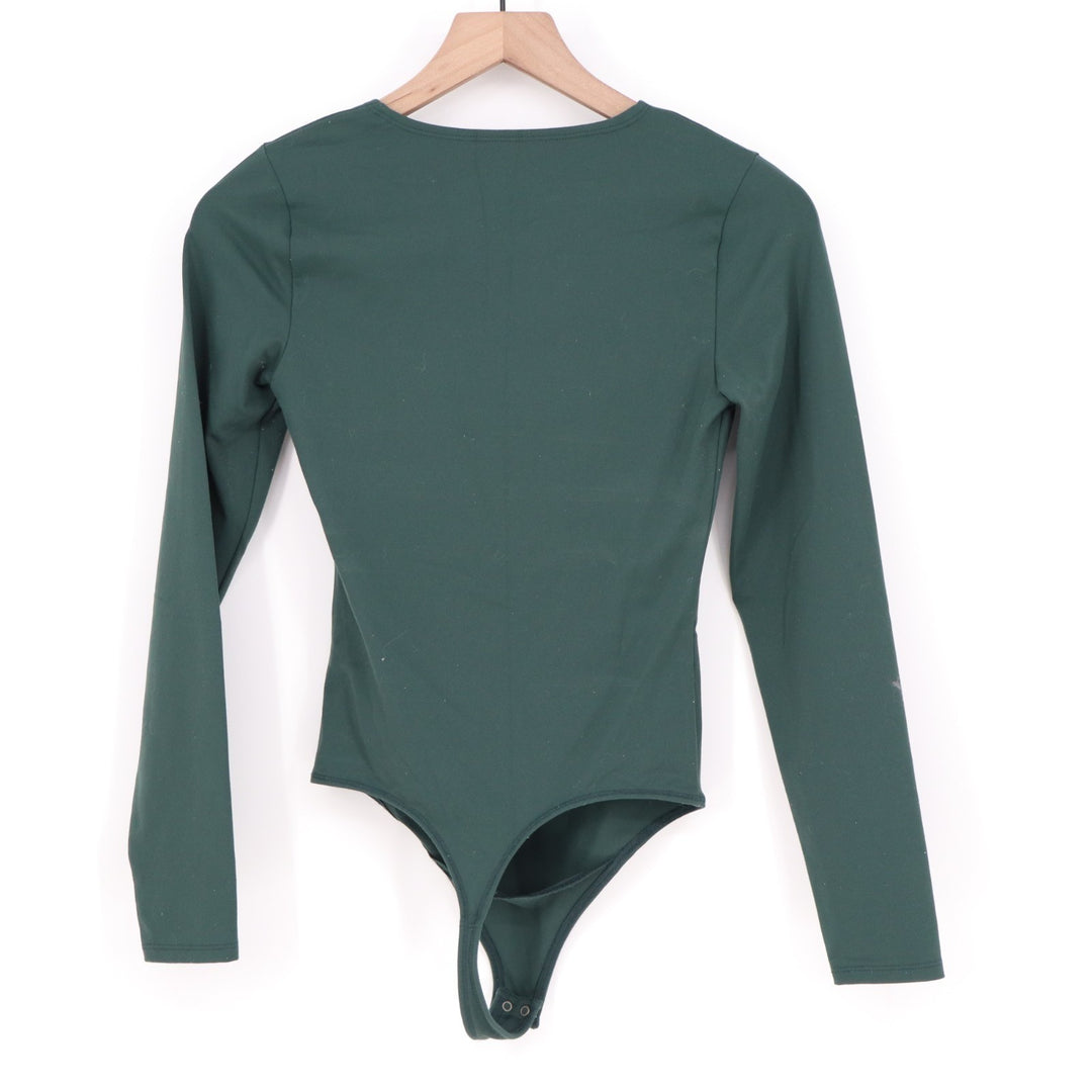 Abercrombie & Fitch Bodysuit Womens XS Emerald Green Stretch Casual Long Sleeve