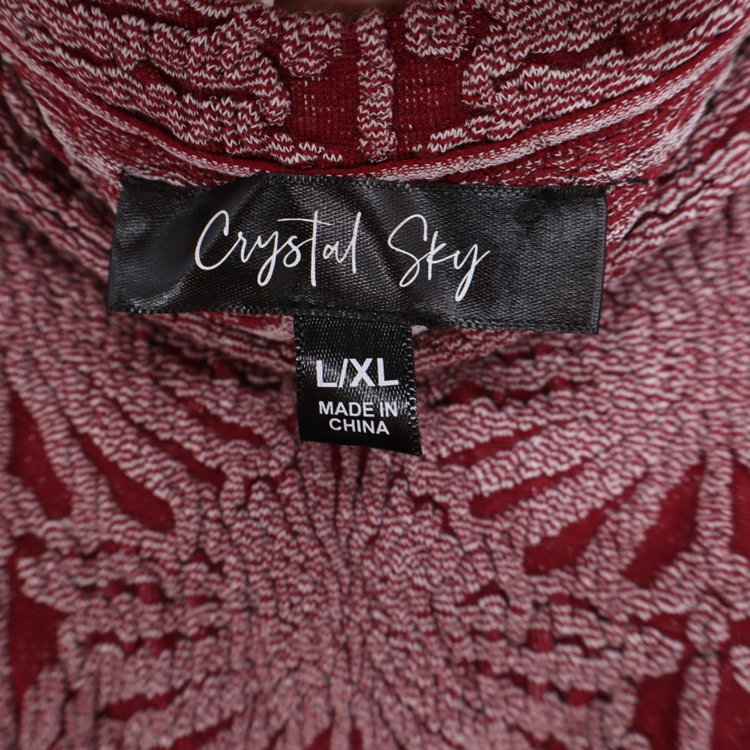 Crystal Sky Womens Burgundy Mauve Popcorn Knit Sunburst Tank Top L/XL