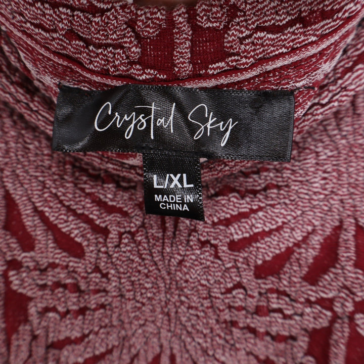 Crystal Sky Womens Burgundy Mauve Popcorn Knit Sunburst Tank Top L/XL