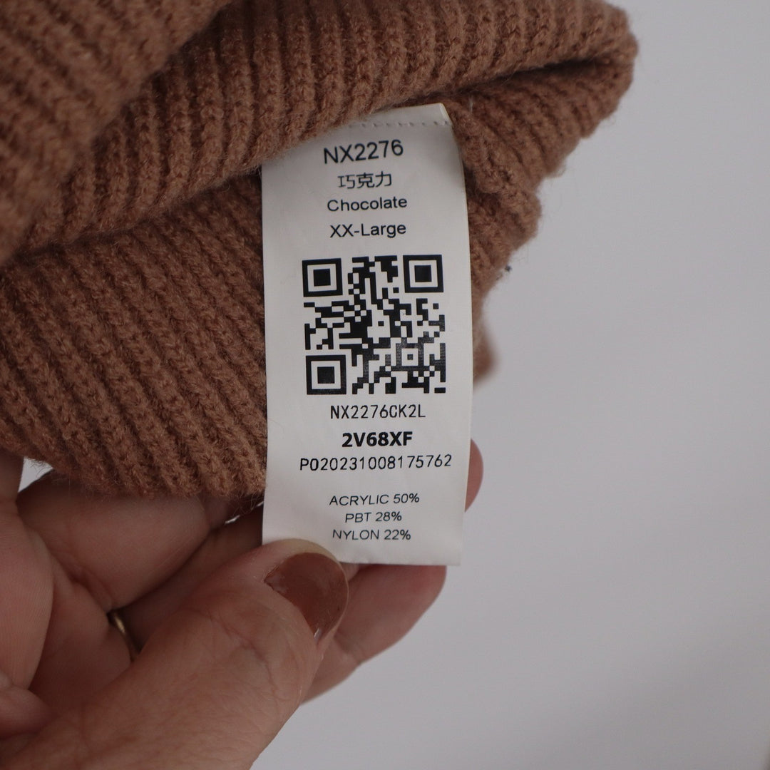 Chocolate Brown Ribbed Knit Crew Neck Raglan Sweater XXL Mens Relaxed