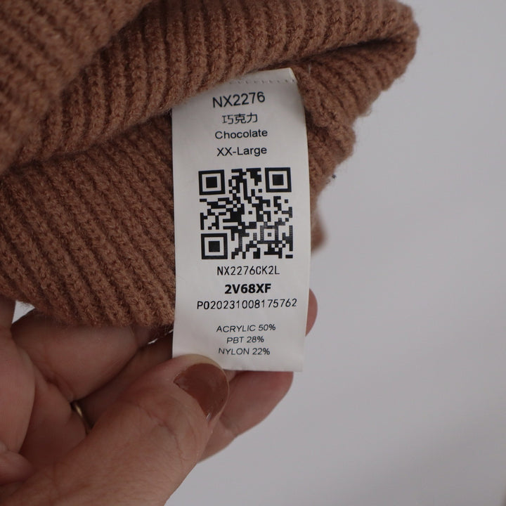 Chocolate Brown Ribbed Knit Crew Neck Raglan Sweater XXL Mens Relaxed