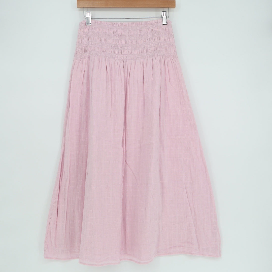 American Eagle Pink Smocked Waist Cotton Gauze Midi Skirt XS