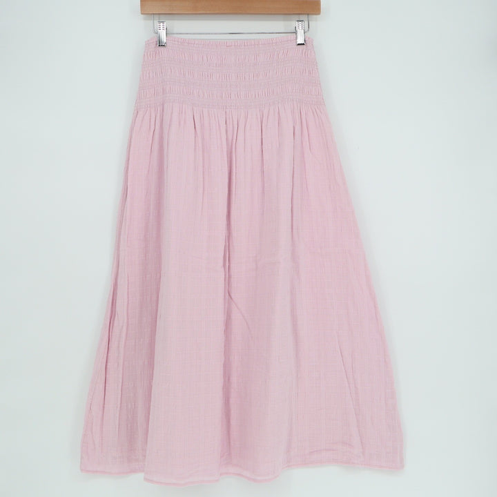 American Eagle Pink Smocked Waist Cotton Gauze Midi Skirt XS