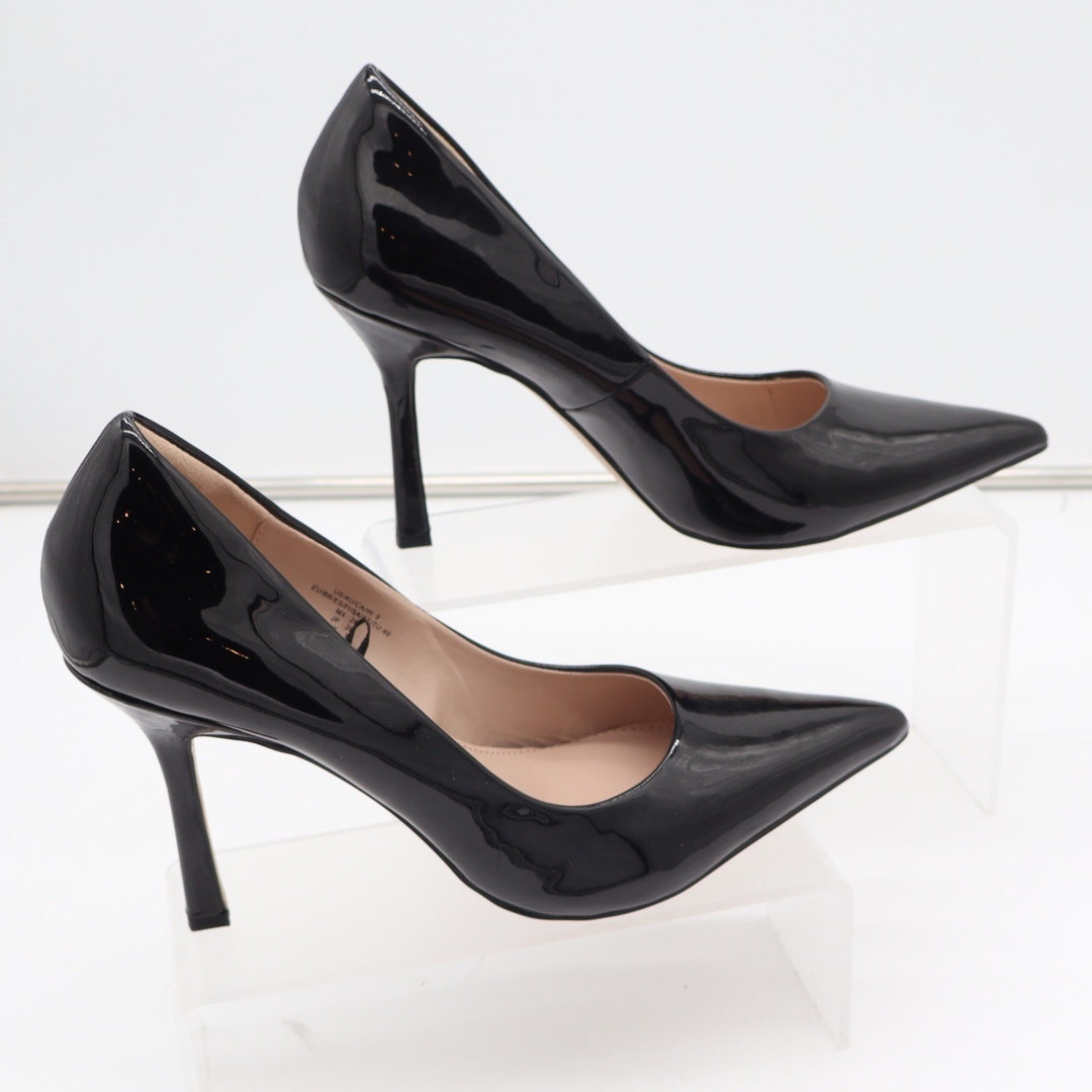 The Drop Womens Avery Pointed Toe Pump Black Patent Stiletto Heels Size 9