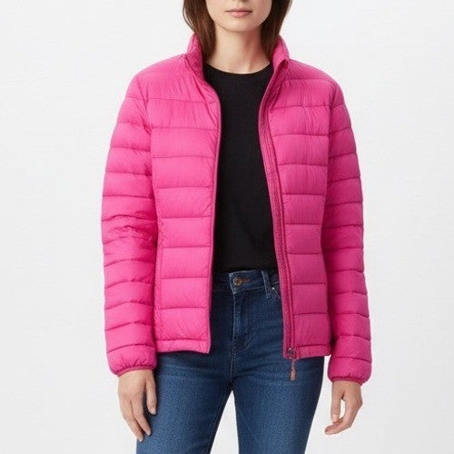 HEAT Lightweight Puffer Jacket Pink Full Zip M Down Feather Blend