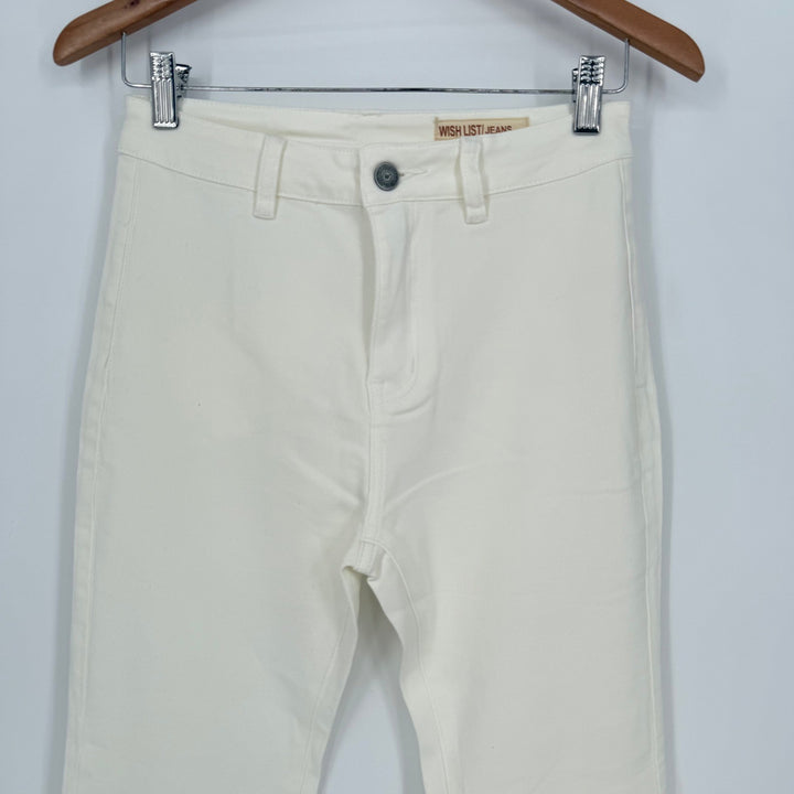 Wish List Jeans White Flare Leg High Waist Denim Pants Size M