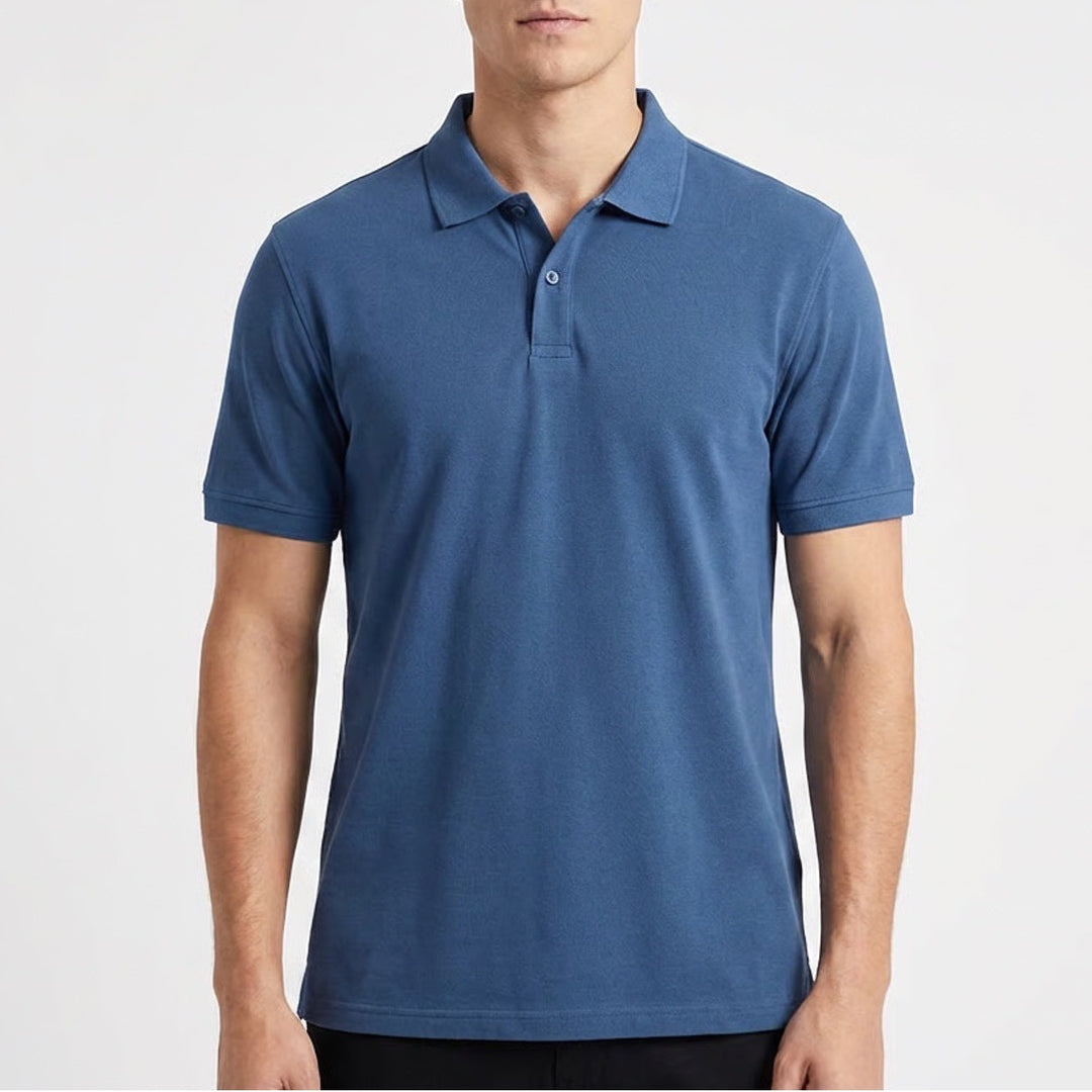 Polo Shirt Mens 2XL Blue Short Sleeve Spread Collar Golf Tennis Performance
