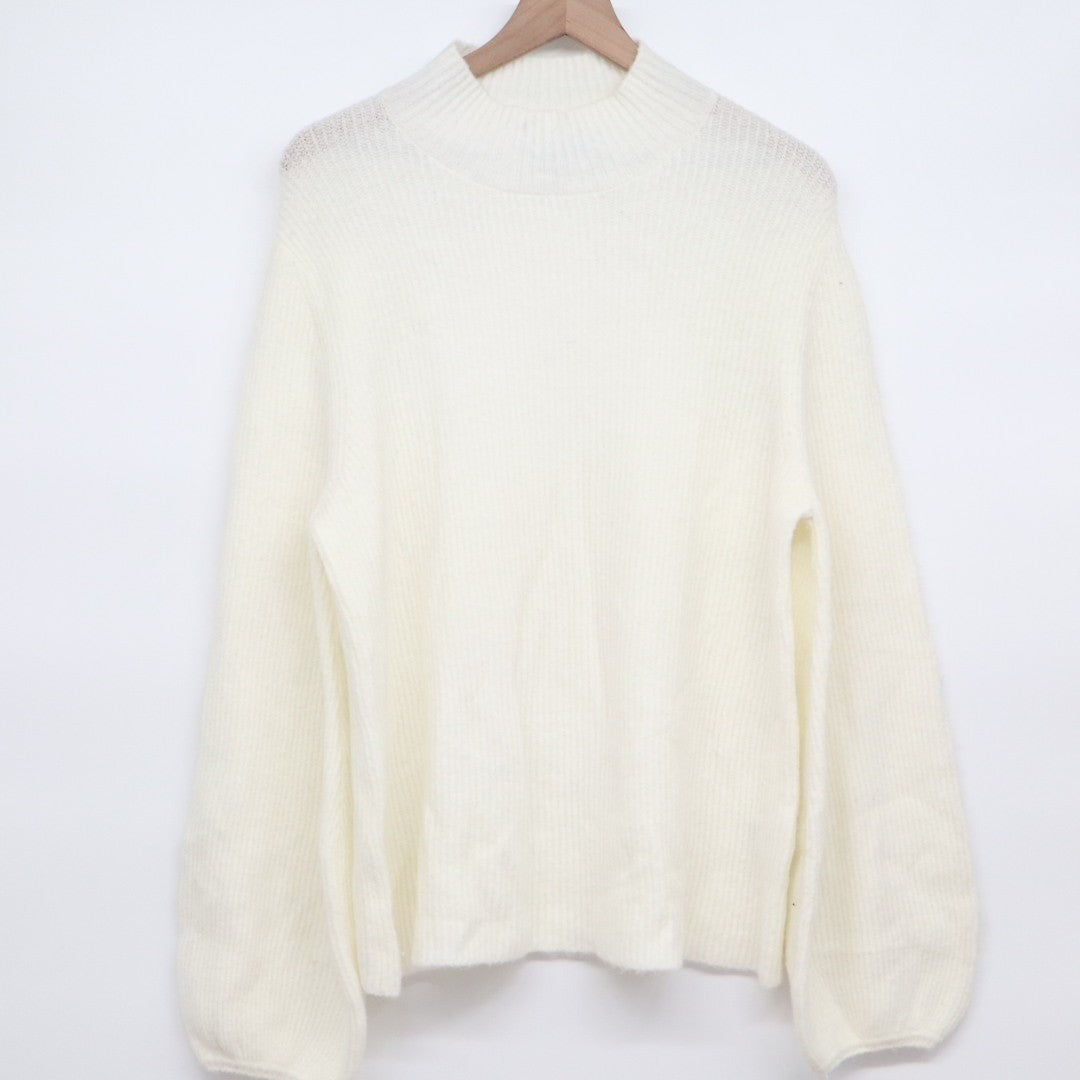 Rachel Roy Collection Shayla Sweater Womens XL Ivory Knitted Blouson Sleeve