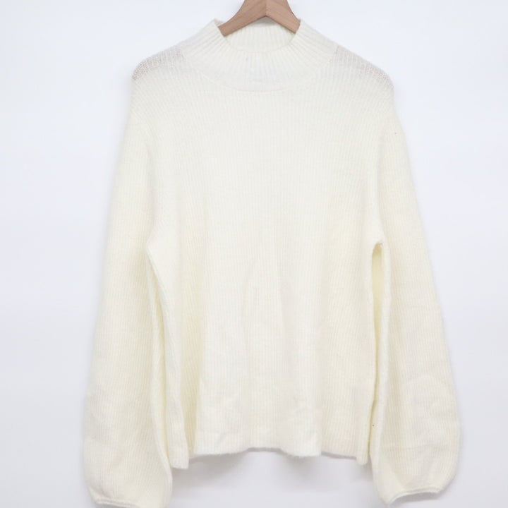 Rachel Roy Collection Shayla Sweater Womens XL Ivory Knitted Blouson Sleeve