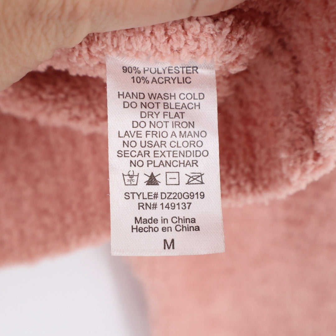 Double Zero Peach Pink Fuzzy Popcorn Knit Sweater Crew Neck Medium