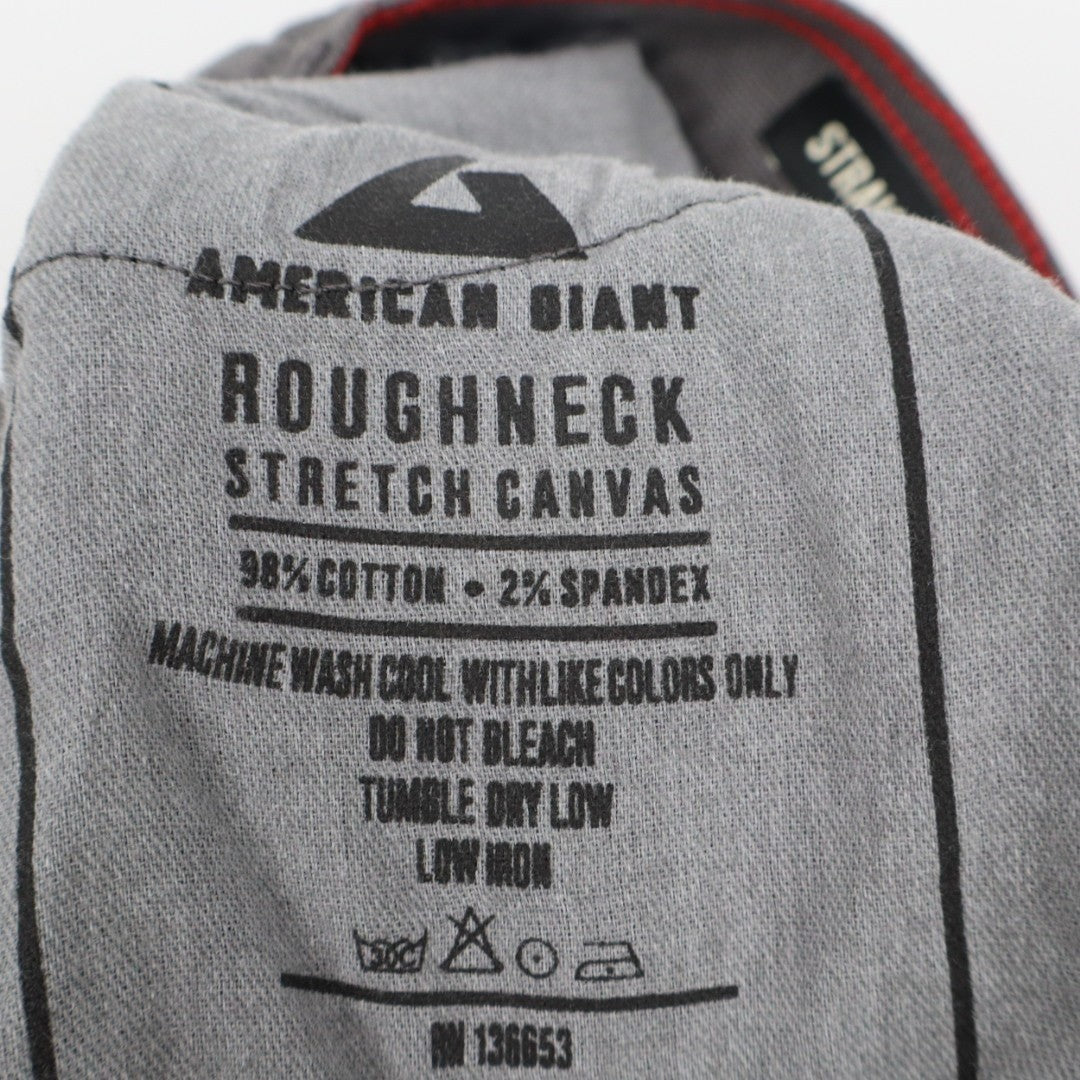 American Giant Roughneck Jeans Mens 34X30 Gray Canvas Cotton Stretch Straight