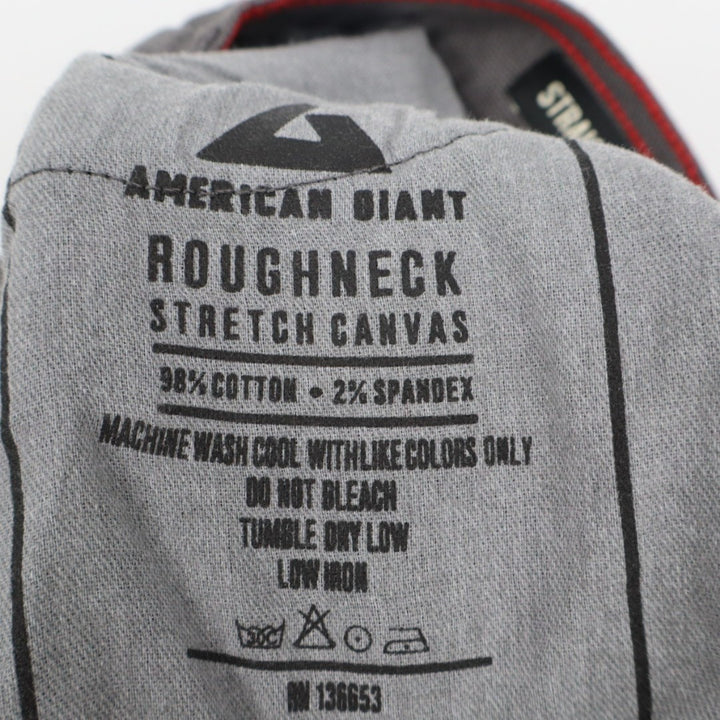 American Giant Roughneck Jeans Mens 34X30 Gray Canvas Cotton Stretch Straight