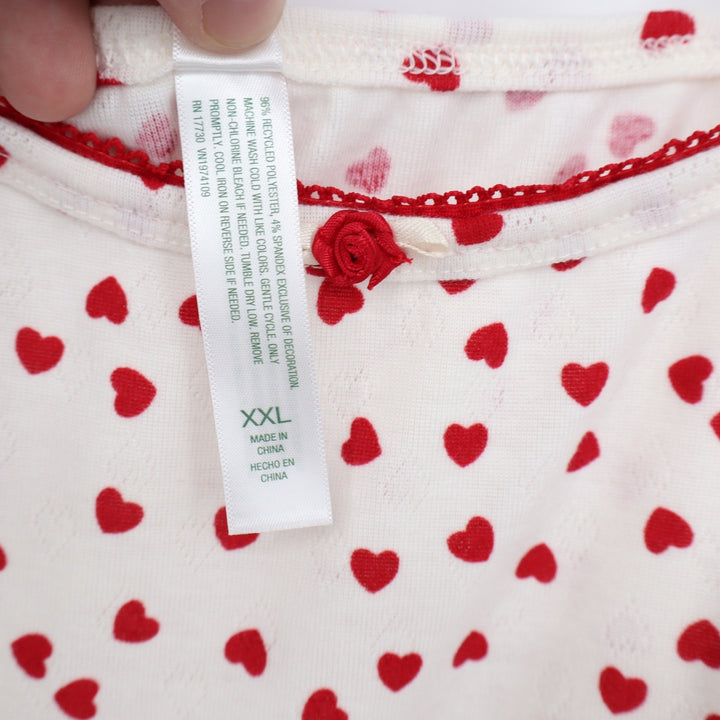Wild Fable XXL White Red Heart Print Pointelle Cami Tank and Shorts Pajama Set