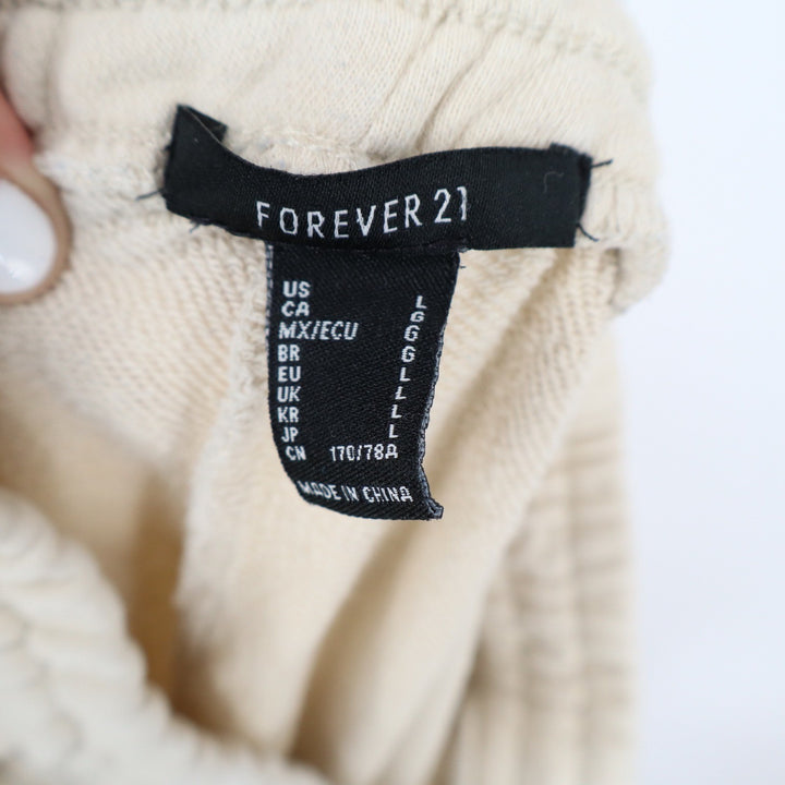 Forever 21 Womens Large Cream Beige Jogger Sweatpants High Rise Elastic Waist L