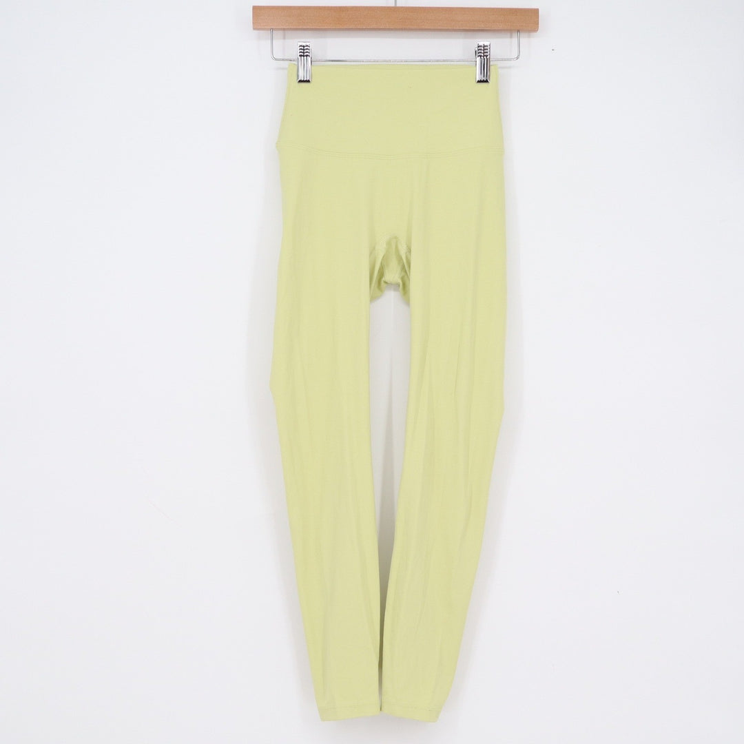 Unbranded Womens High Waisted Athletic Leggings Lime Green Yoga Pants 23 Inseam