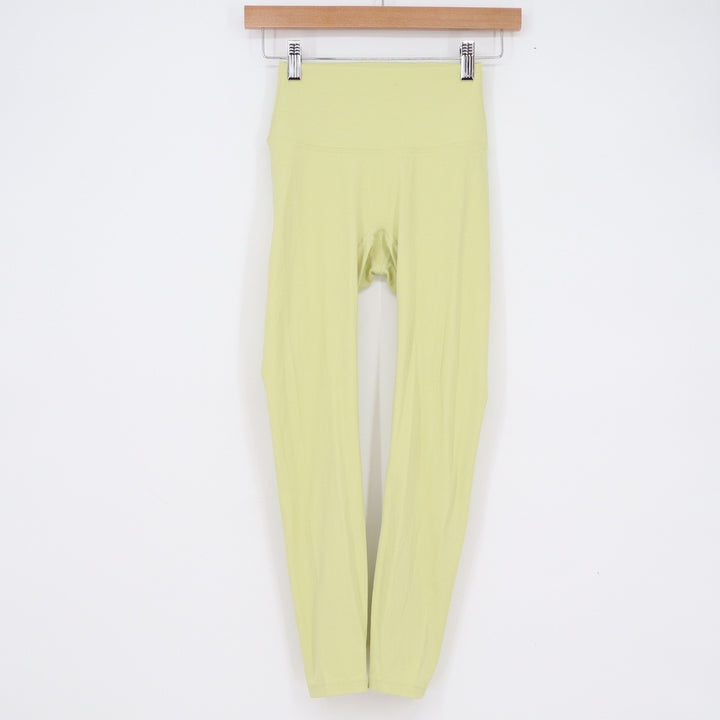 Unbranded Womens High Waisted Athletic Leggings Lime Green Yoga Pants 23 Inseam