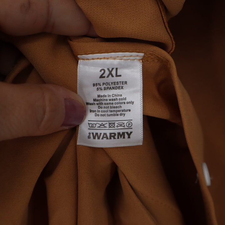 The Warmy Womens 2XL Camel Brown Oversized Longline Button Down Tunic Shirt