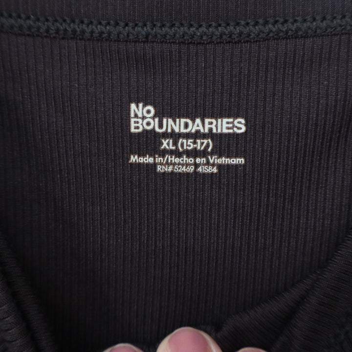 No Boundaries Womens XL Black Ribbed Cami Scoop Neck Spaghetti Strap Tank Top