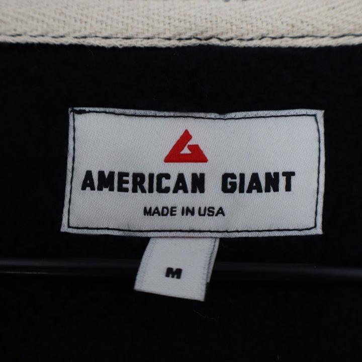 American Giant Hoodie Womens Medium Black Full Zip Cotton Sherpa Lined Winter