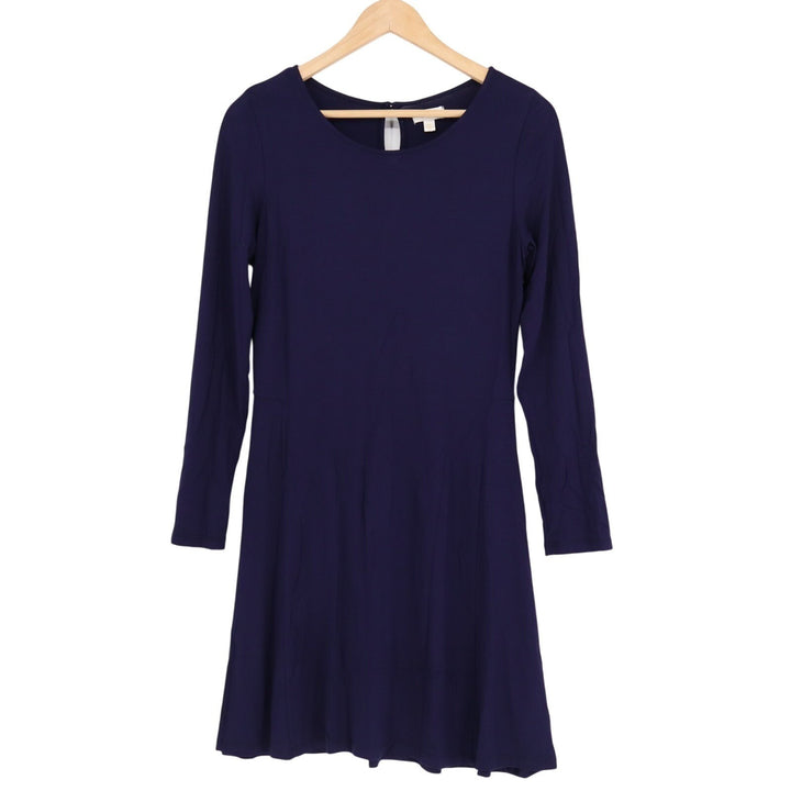 Charming Charlie Fit & Flare Dress Womens Small Navy Blue Stretch Long Sleeve