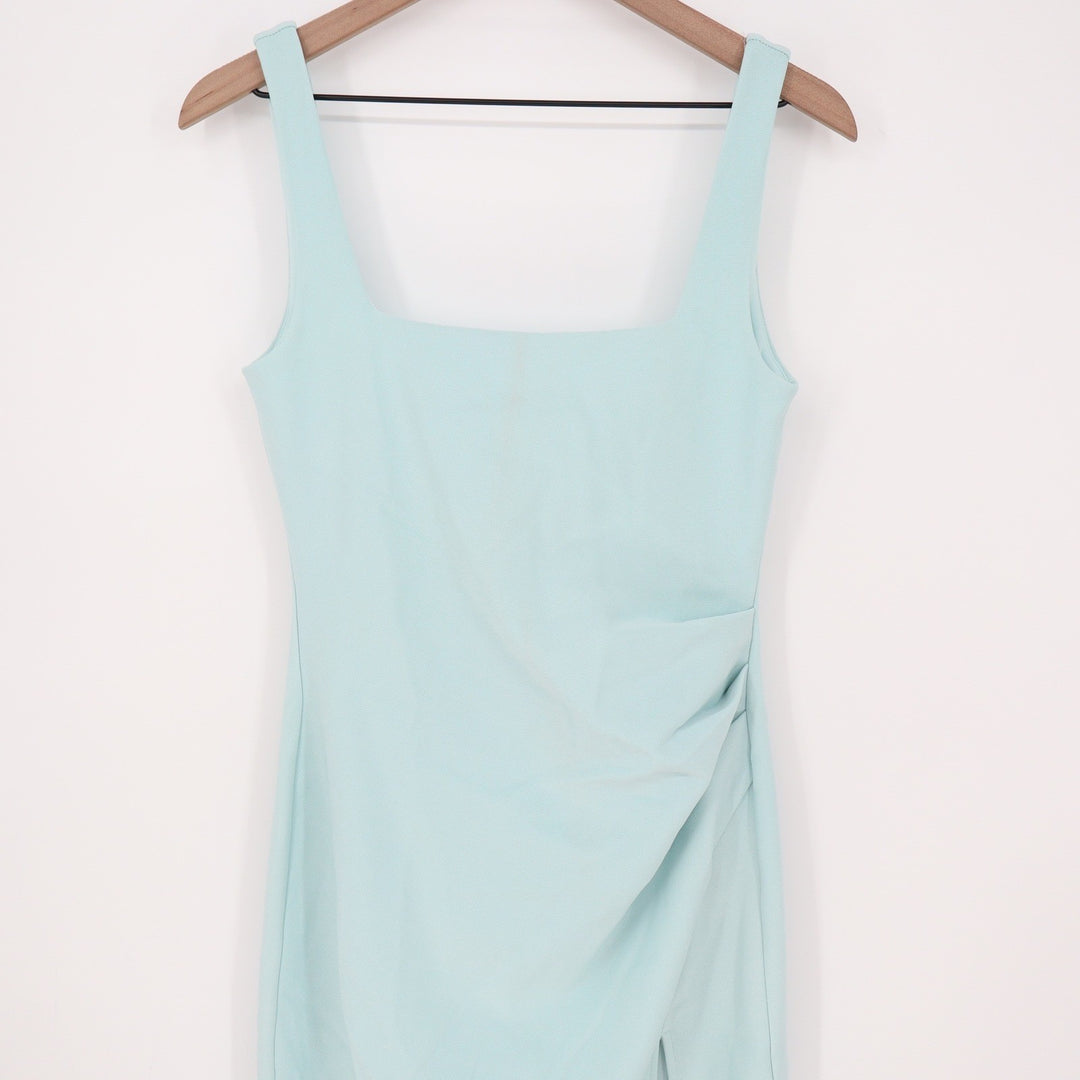 Showpo Tessa Light Blue Square Neck Ruched Side Bodycon Maxi Dress Size 6 NEW