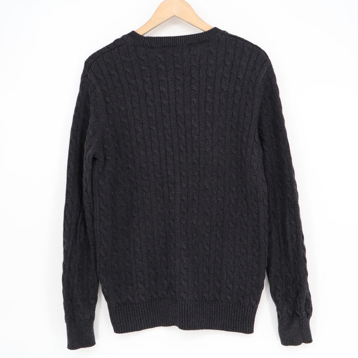 Jachs NY Mens Charcoal Gray Cable Knit Cashmere Blend Sweater S