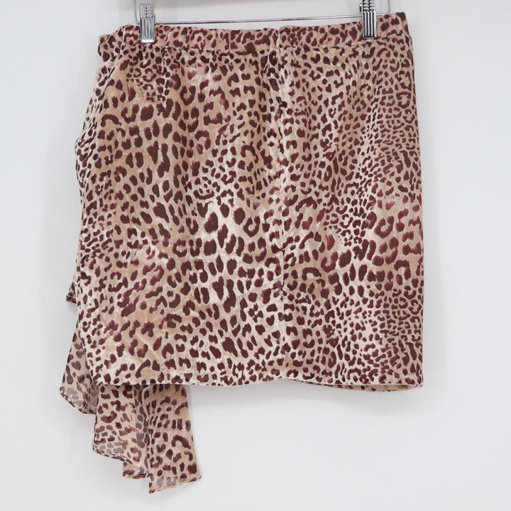 Naked Wardrobe The Statement Leopard Print Ruffle Mini Skirt Medium