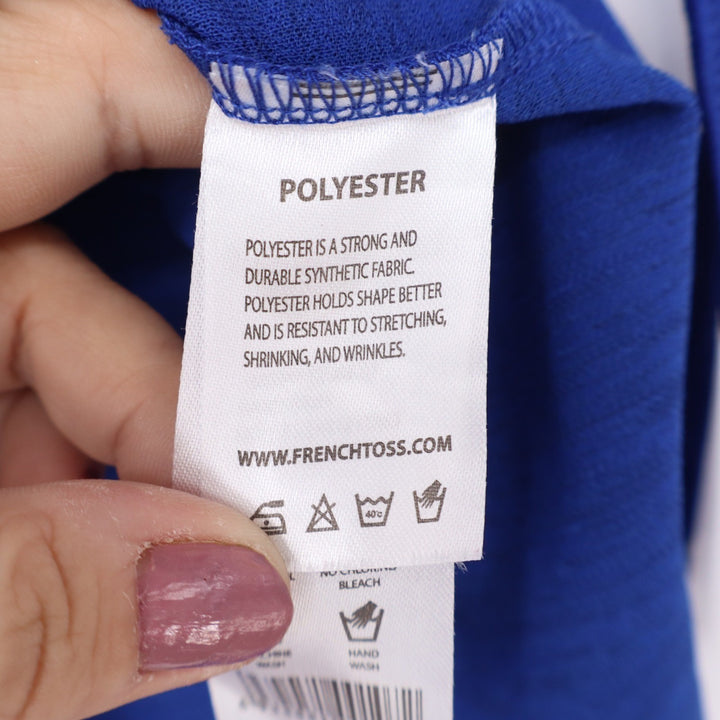 French Toss Womens Royal Blue V-Neck Short Sleeve Tie Detail Top Size Large