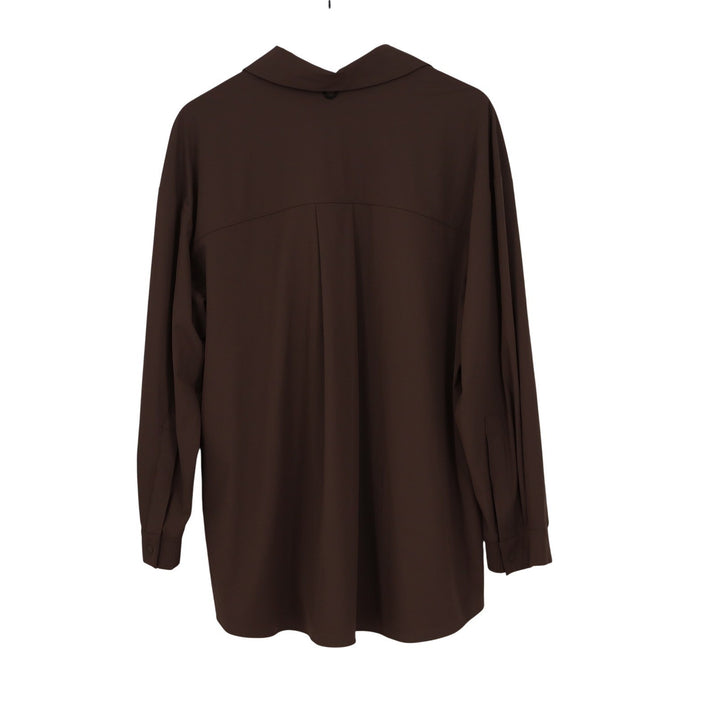 Nike 24.7 Dri-FIT Brown Long Sleeve Snap Button Up Shirt Mens Medium