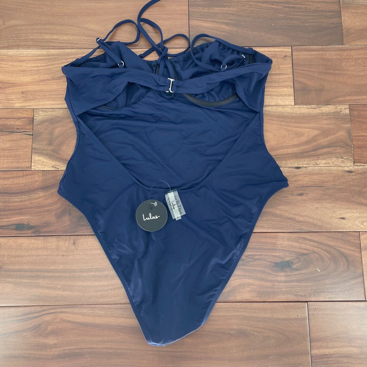Lulus Sweet Dive Navy Backless Underwire One-Piece Swimsuit Size XL
