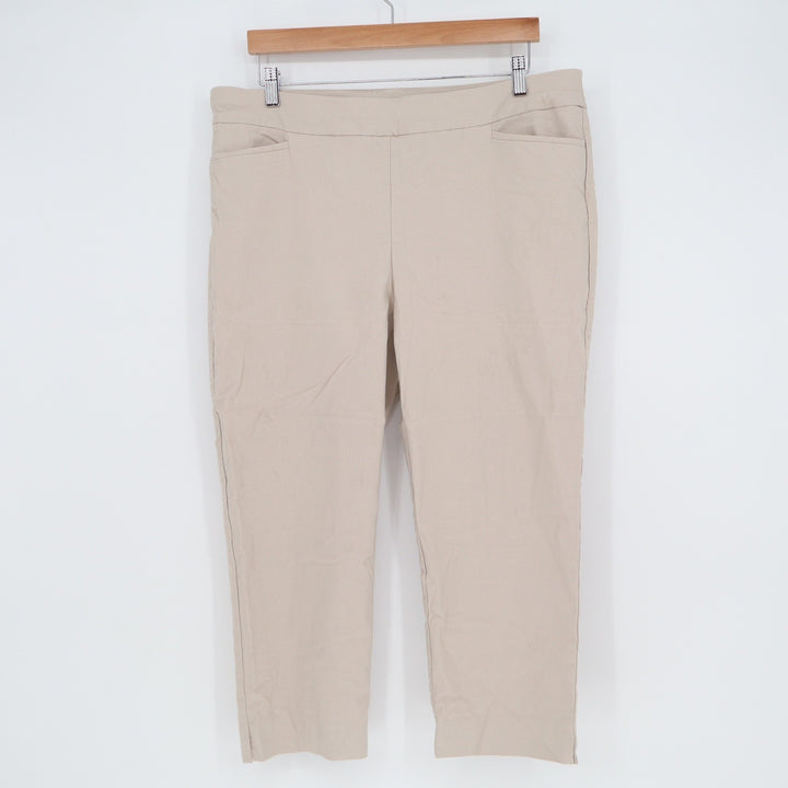 Chicos Brigitte So Slimming Pull On Pants Beige Tan Crop Trousers Size 3 US 16