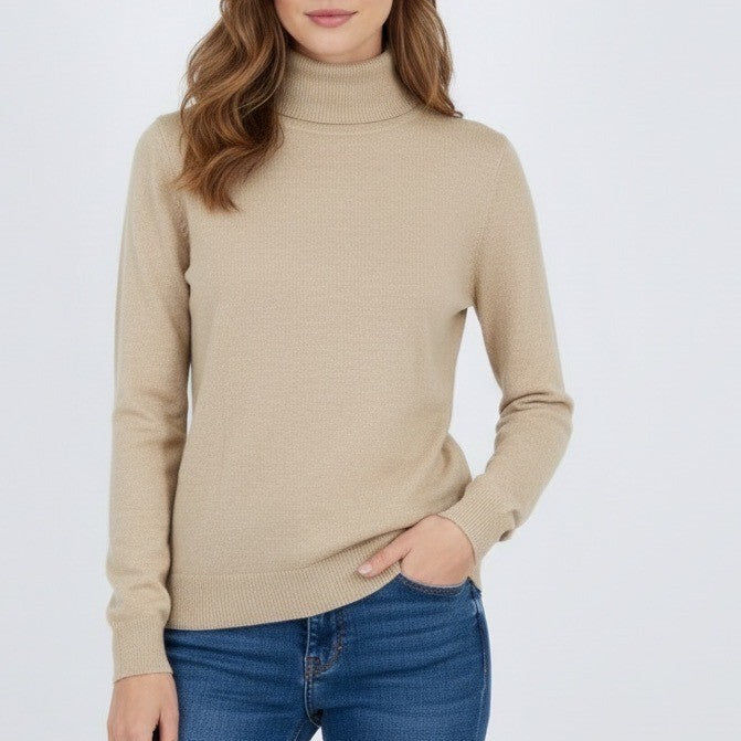 Calvin Klein Sweater Womens Medium Brown Knitted Rayon Long Sleeve Turtleneck