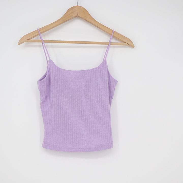 SHEIN Lavender Purple Ribbed Knit Spaghetti Strap Camisole Top XS