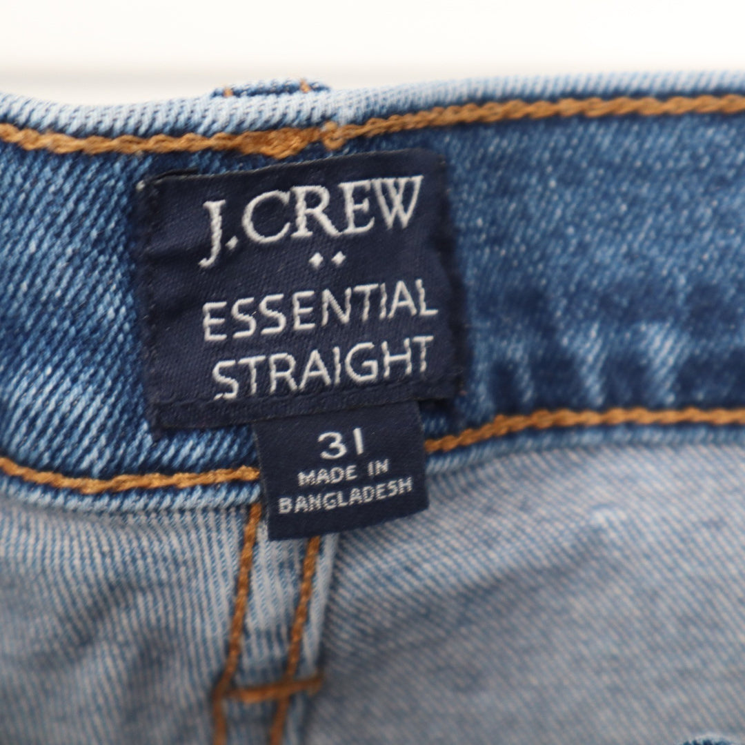 J.Crew Essential Straight Leg Jeans Medium Wash Raw Hem Size 31 Stretch Denim