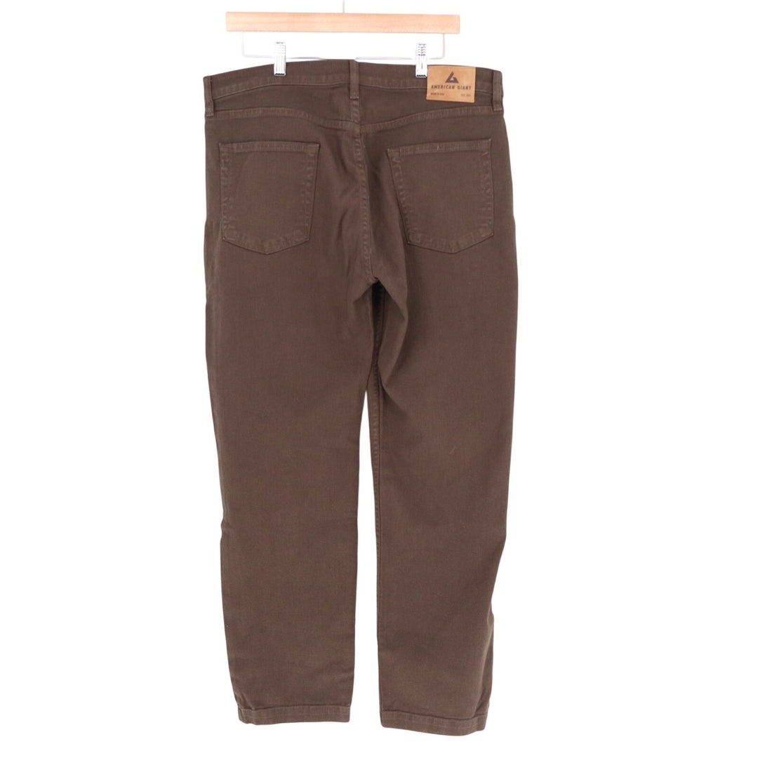 American Giant Roughneck Pants Mens 36x30 Brown Cotton Stretch  Straight Leg