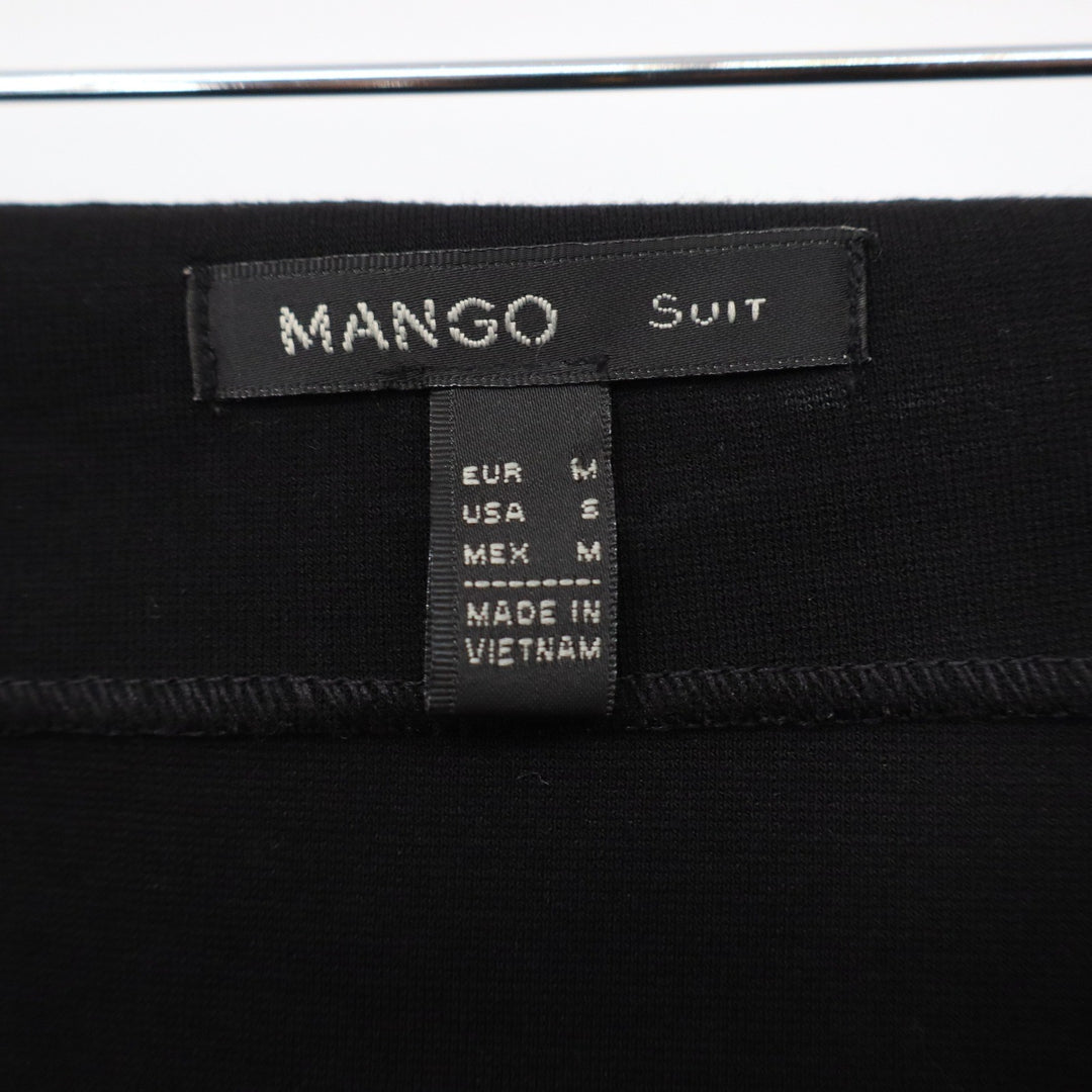 Mango Suit Black Faux Leather Front Zip Mini Skirt Small Mixed Media Slim Fit
