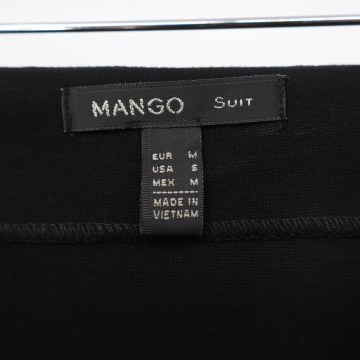 Mango Suit Black Faux Leather Front Zip Mini Skirt Small Mixed Media Slim Fit
