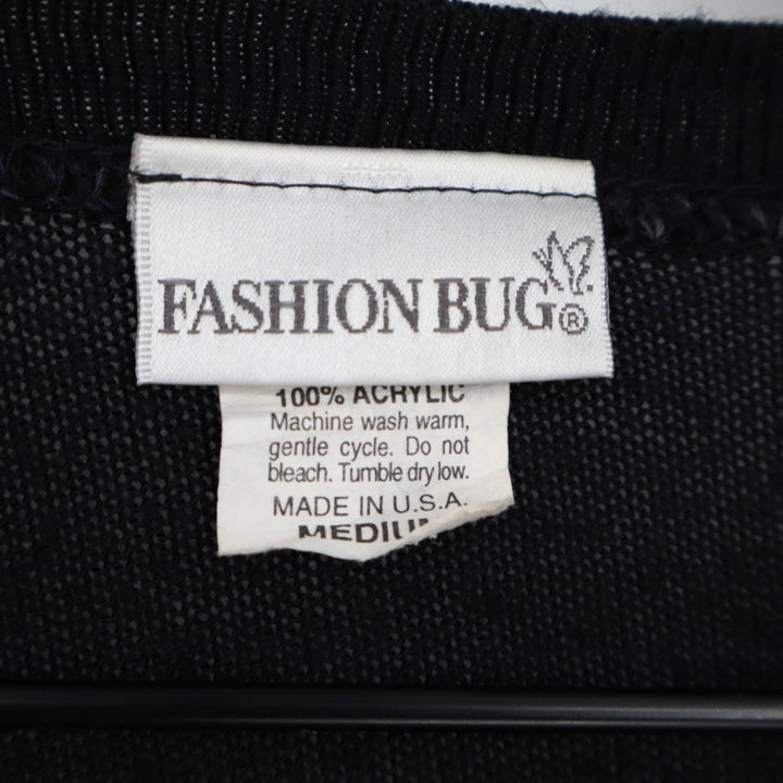 Fashion Bug Cardigan Sweater Womens Medium Black Knit Tie Front Crop Long Sleeve