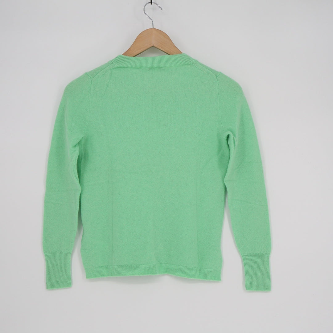 J. Crew Sweater Womens XS Mint Green Tight Knit Cashmere Side Slit Ribbed Winter