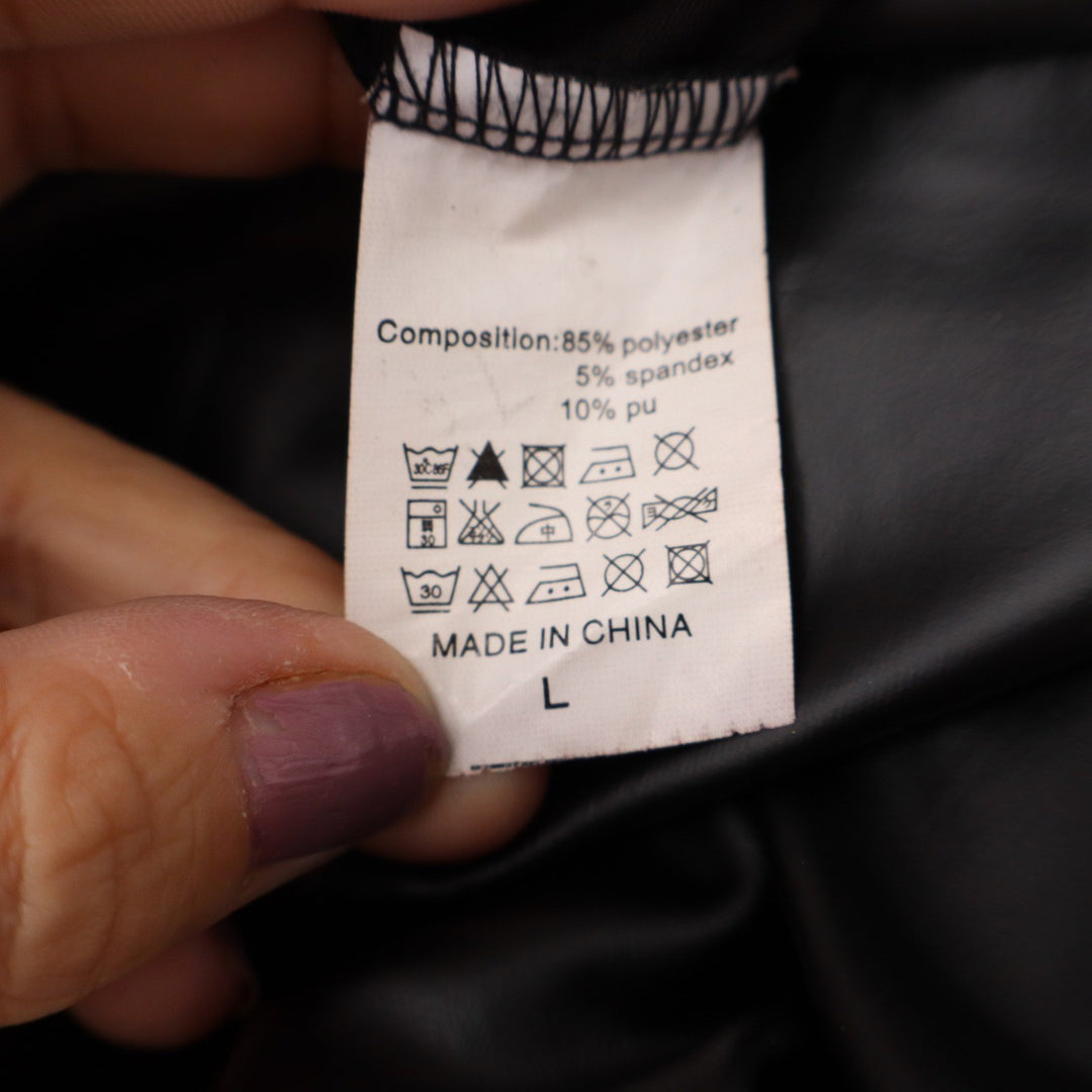 Black Faux Leather High Waisted Leggings Liquid Look Shiny Pants Large