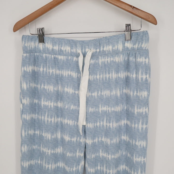 Roudelain 2-PC Pajamas Set Womens Large Blue White Striped Stretch High Low Hem