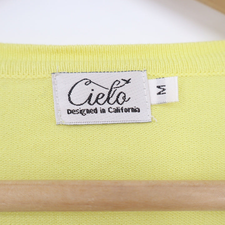 Cielo Womens Lemon Yellow V-Neck Button Front Cardigan Sweater Size M
