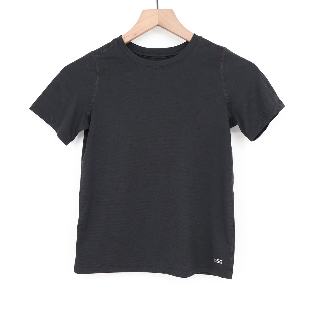 DSG Boys Movement Tee Pure Black Short Sleeve Athletic Shirt Size S 8-9