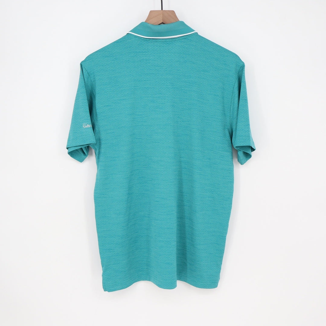 Walter Hagen Mens P11 Birdseye Athletic Fit Polo Shirt Aqua Blue Heather S NEW