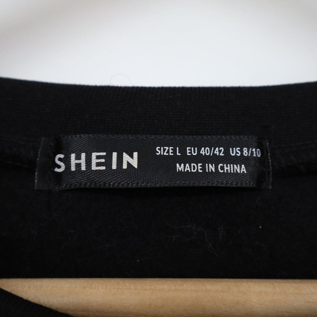 Shein Sweatshirt Women Large Multicolor Colorblock Stitch Trim Stretch Oversized