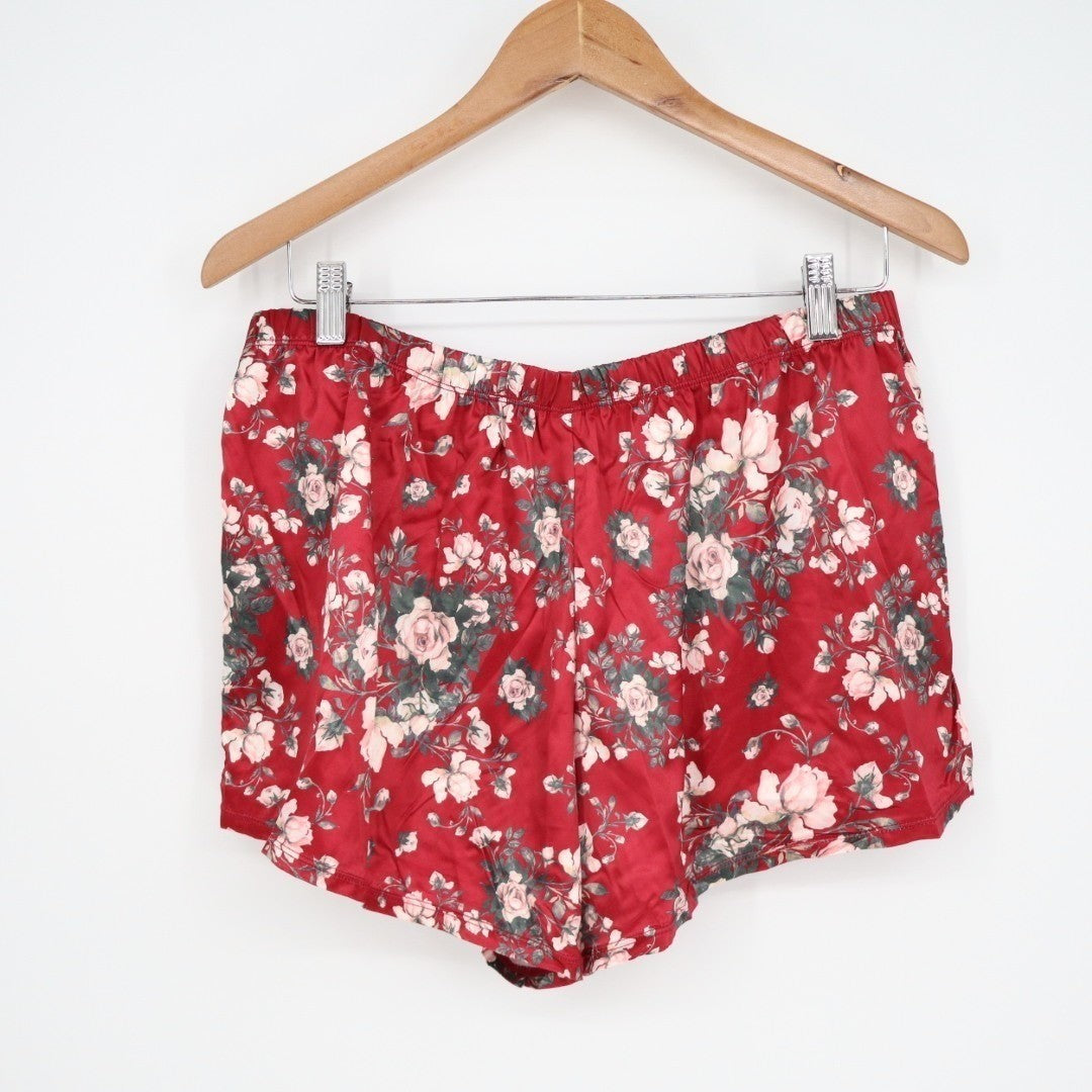 iCollection Jenna Contrast 2-PC Pajamas Set Women L Red Stretch Adjustable Strap