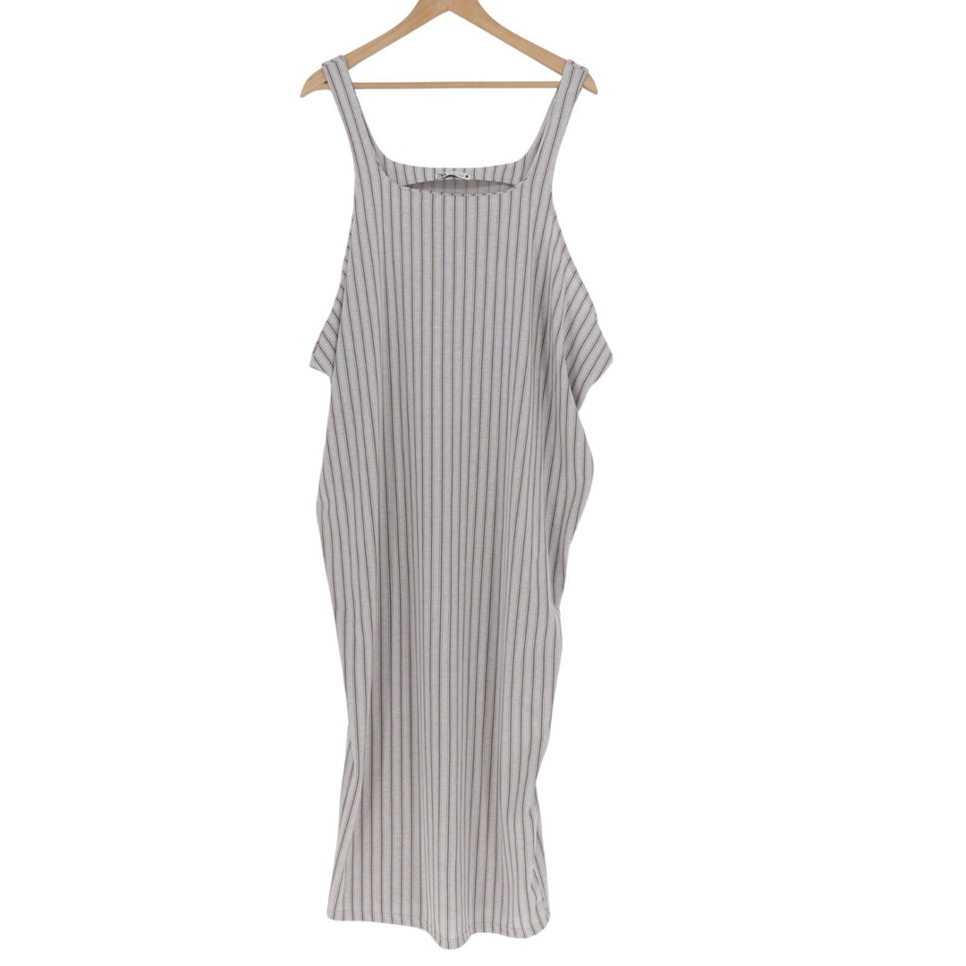 Zara Tank Dress Womens S Gray Vertical Pinstripe Square Neck Wide Strap Pullover