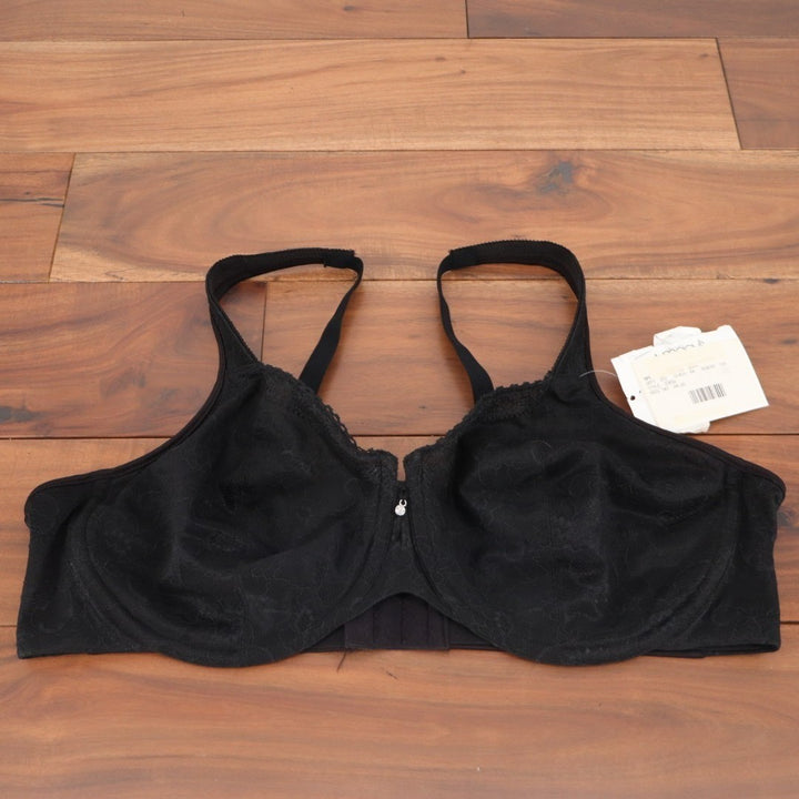 Bali Satin Tracings Lace Minimizer Bra Women 42C Black Nylon Stretch Full-Figure